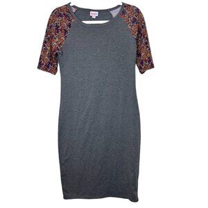 Lularoe Julia Dress S Grey Stretch Multicolor Short‎ Sleeve Dress Size Small
